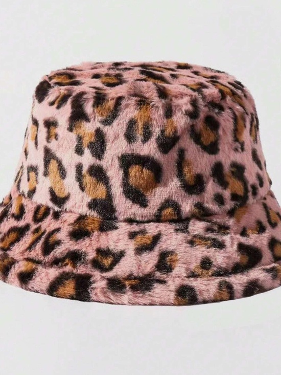 Classic Vegan Fur Leopard Print Bucket Hat main image 5